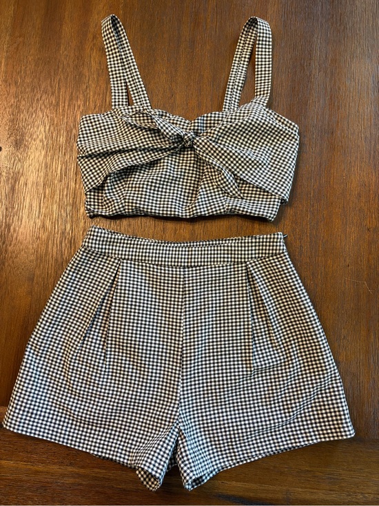En Créme Pants - High-Waist Gingham Set— Black & White